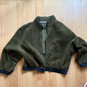 Hurley bomber jacket. Green large warm fleece